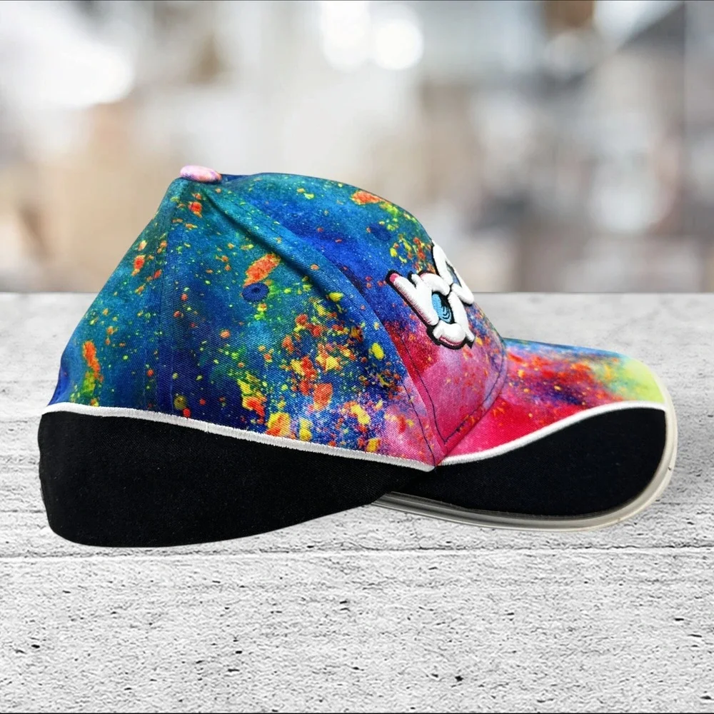 Bang Energy Snapback Hat Unisex OSFM Multicolor Galaxy Paint Splatter Logo